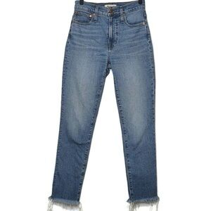 Women's Blue Frayed Hem Jeans